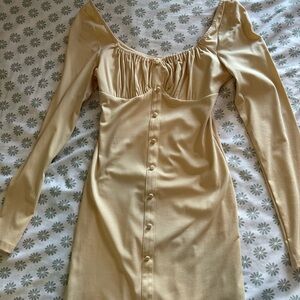 Princess Polly Long Sleeve Ruched Front Button Midi Dress